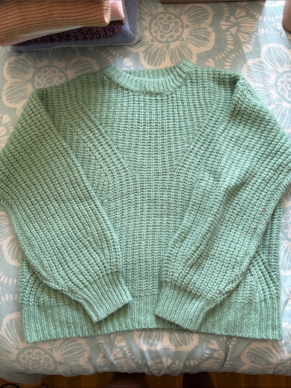 a new day Mint Green Crewneck Chunky Knit Sweater